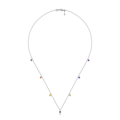 18k Gold Raindow Color Gemstone Necklace / Choker - Genevieve Collection