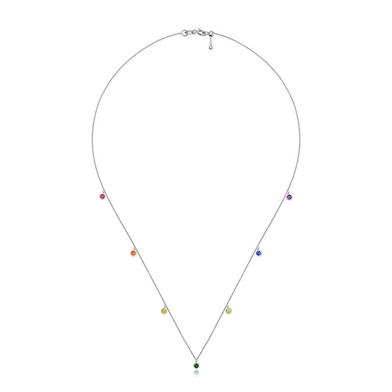 18k Gold Raindow Color Gemstone Necklace / Choker - Genevieve Collection