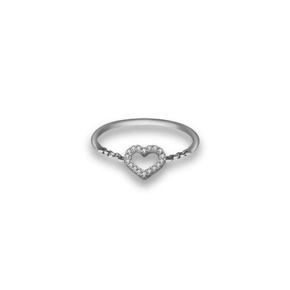 18k Gold Petite Heart Diamond Ring - Genevieve Collection