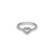 18k Gold Petite Heart Diamond Ring - Genevieve Collection