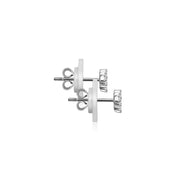 18k Gold Rectangle Diamond Stud Earring - Genevieve Collection
