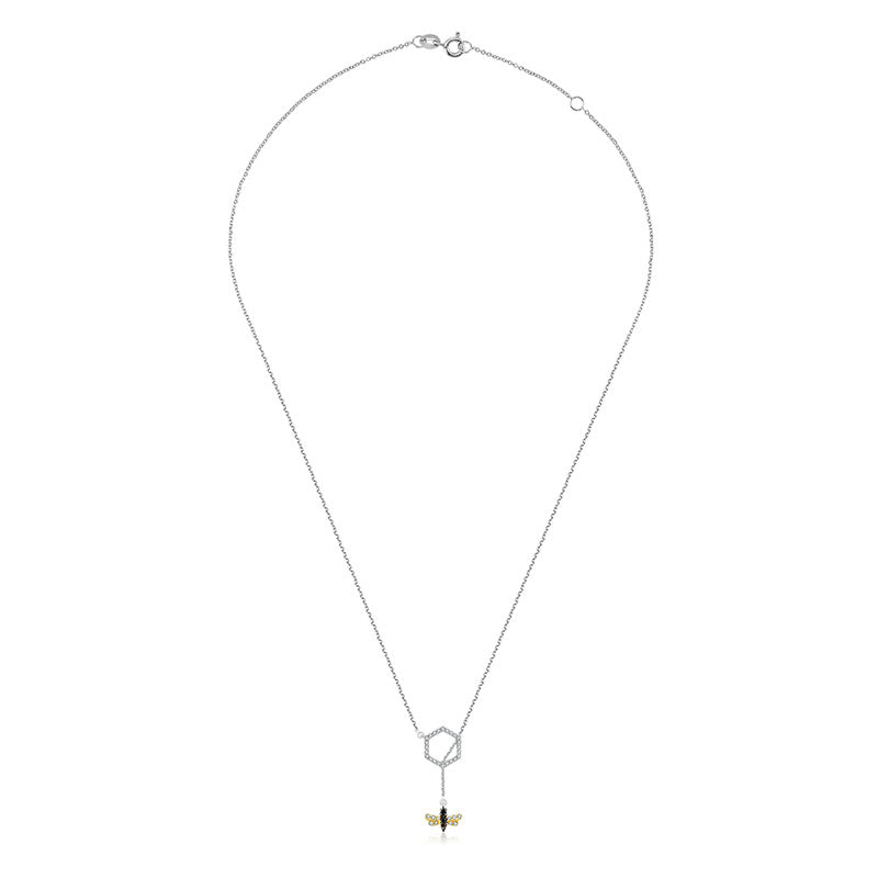 18k Gold Bee Shape Adjustable Diamond Necklace - Genevieve Collection