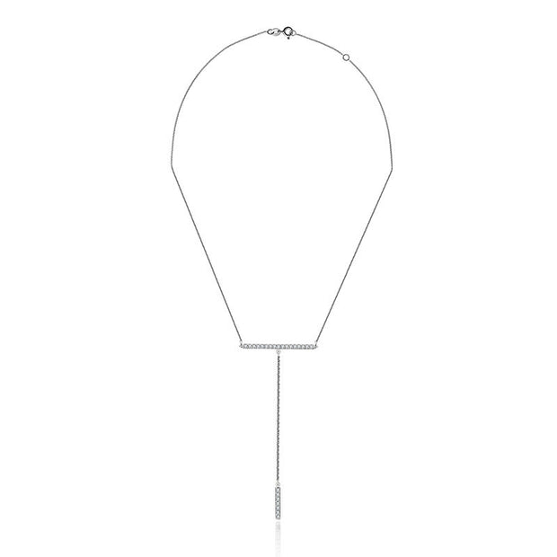 18k Gold Line Dangling Diamond Necklace - Genevieve Collection