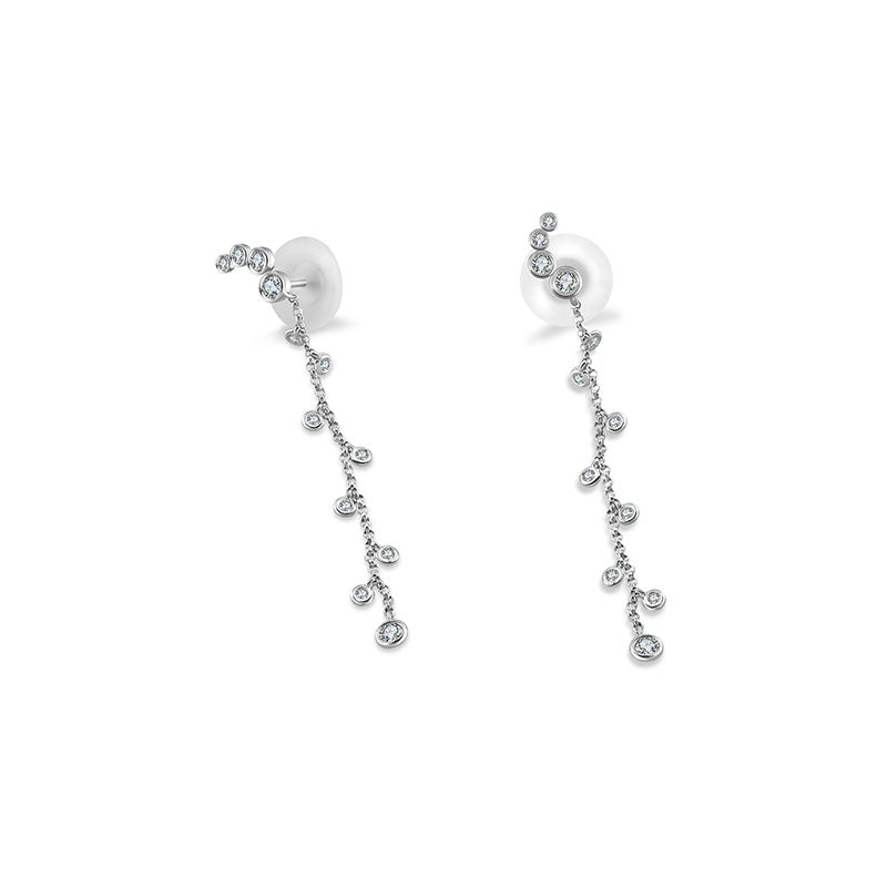 18k Gold Round Pattern Dangle Diamond Earring - Genevieve Collection