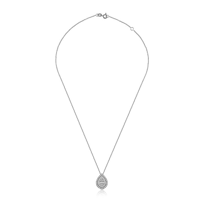 18k Gold 2 ways Drop Shape Diamond Necklace - Genevieve Collection