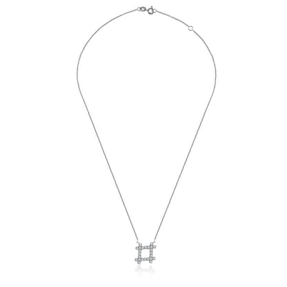 18k Gold Hashtag Shape Diamond Necklace - Genevieve Collection