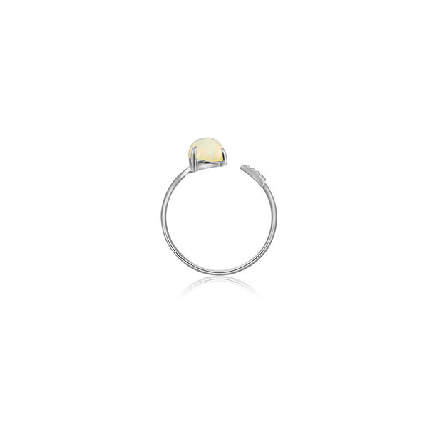 18k Gold Opal Open Diamond Ring With Arrow Shape - Genevieve Collection