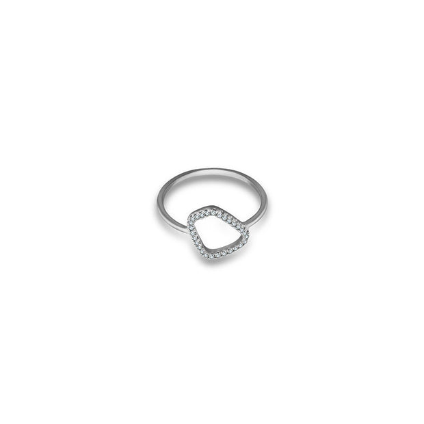 18k Gold Hollow Stone Shape Diamond Ring - Genevieve Collection