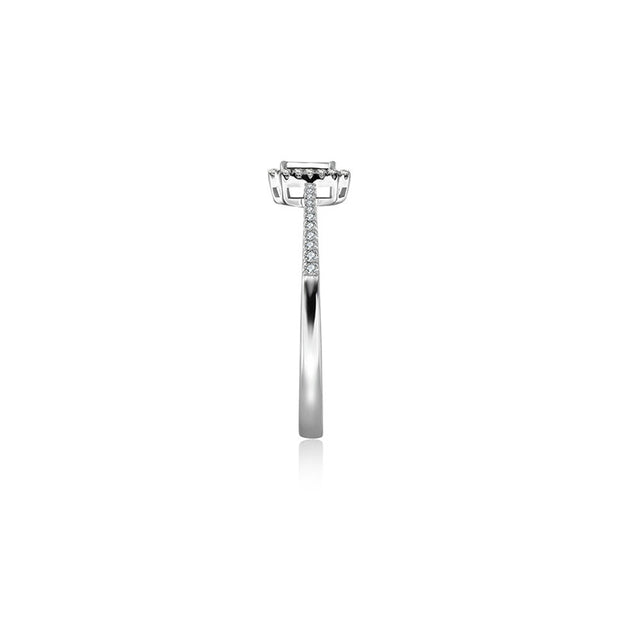 18k Gold Rectangle Shaped Diamond Ring - Genevieve Collection