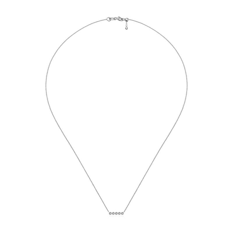 18k Gold Horizontal Dot Diamond Necklace - Genevieve Collection