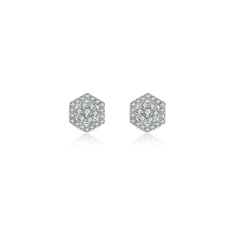 18k Gold 2 ways Hexagonal Diamond Earring - Genevieve Collection