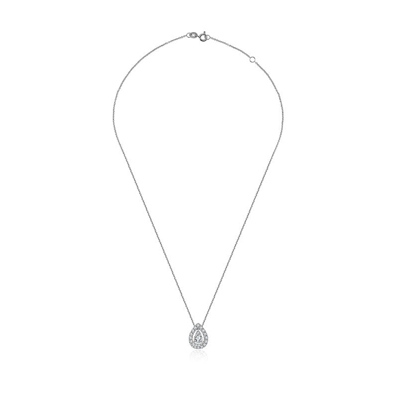 18k Gold Water Drop Shape Diamond Necklace - Genevieve Collection