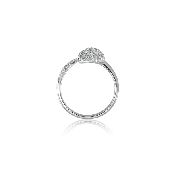 18k Gold White Fox Shape Diamond Open Ring - Genevieve Collection