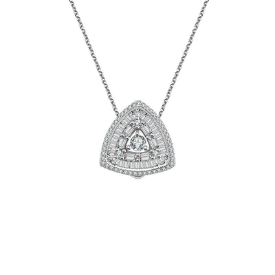 18k Gold 2 ways Trillion Shape Diamond Necklace - Genevieve Collection