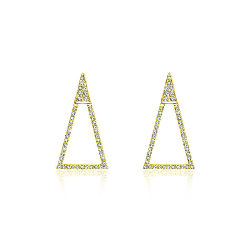 18k Gold Hollow Isosceles Triangle Diamond Earring - Genevieve Collection