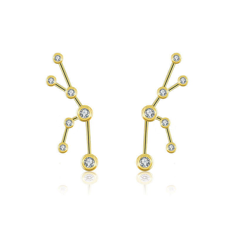 Taurus Zodiac Constellation Earring 18k Gold & Diamond - Genevieve Collection