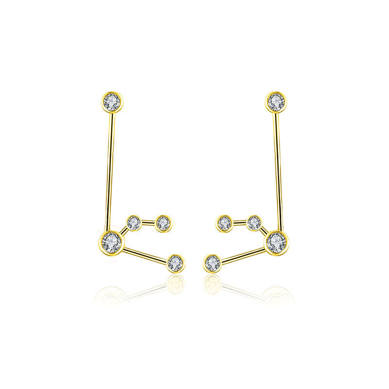 Aquarius Zodiac Constellation Earring 18k Gold & Diamond - Genevieve Collection