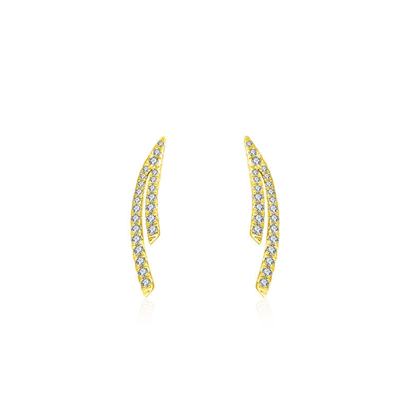 18k Gold Double Curve Diamond Earring - Genevieve Collection