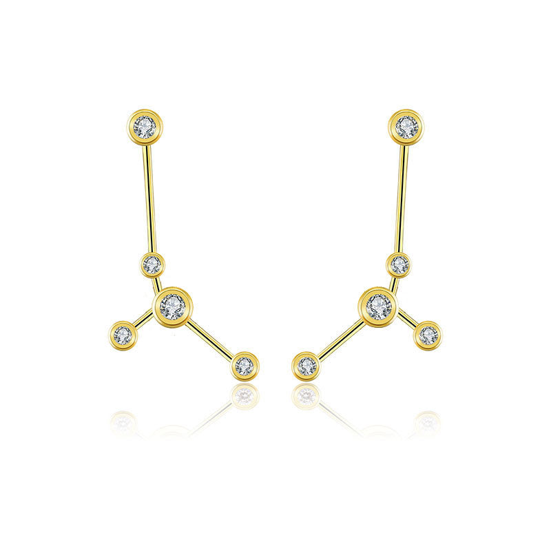 Cancer Zodiac Constellation Earring 18k Gold & Diamond - Genevieve Collection