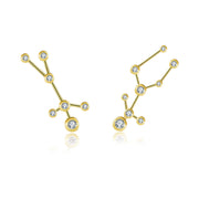 Gemini Zodiac Constellation Earring 18k Gold & Diamond - Genevieve Collection