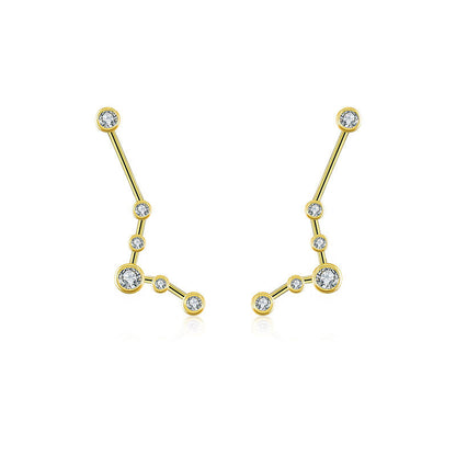 Pisces Zodiac Constellation Earring 18k Gold & Diamond - Genevieve Collection