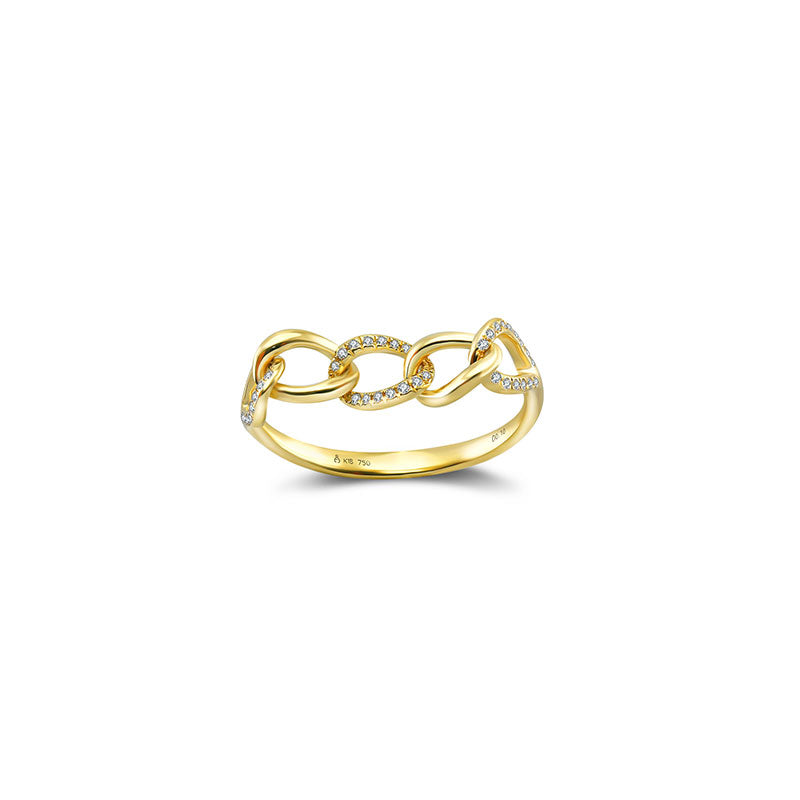 18k Gold Chain Shape Diamond Ring - Genevieve Collection