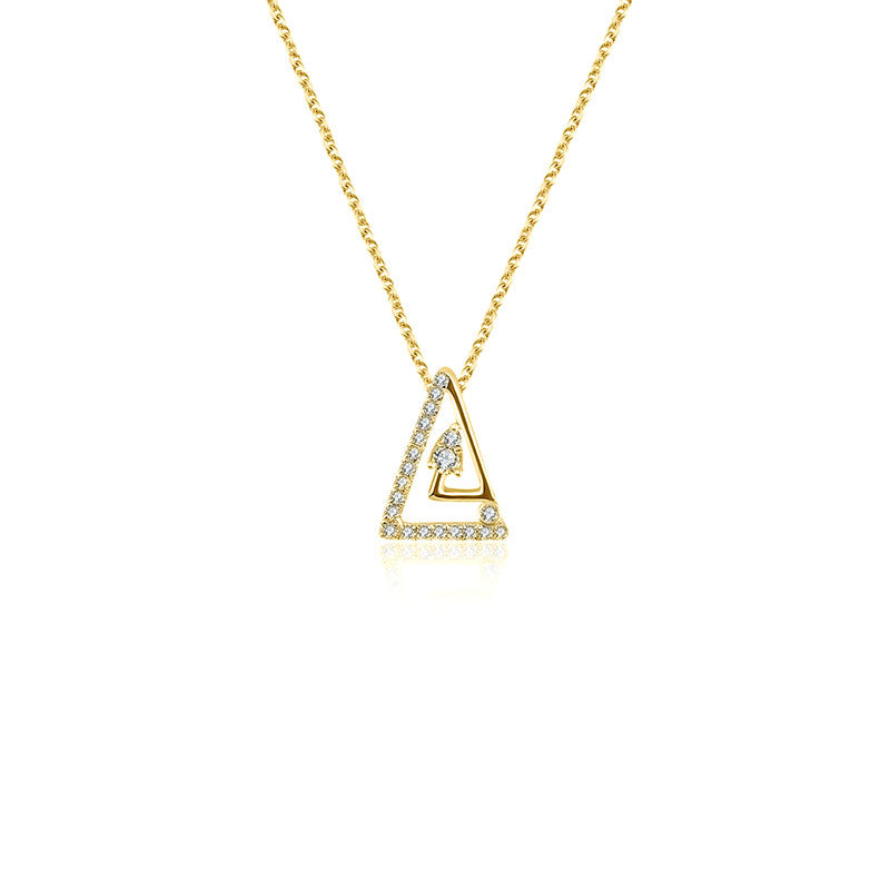 18k Gold Helix Triangle Diamond Necklace - Genevieve Collection