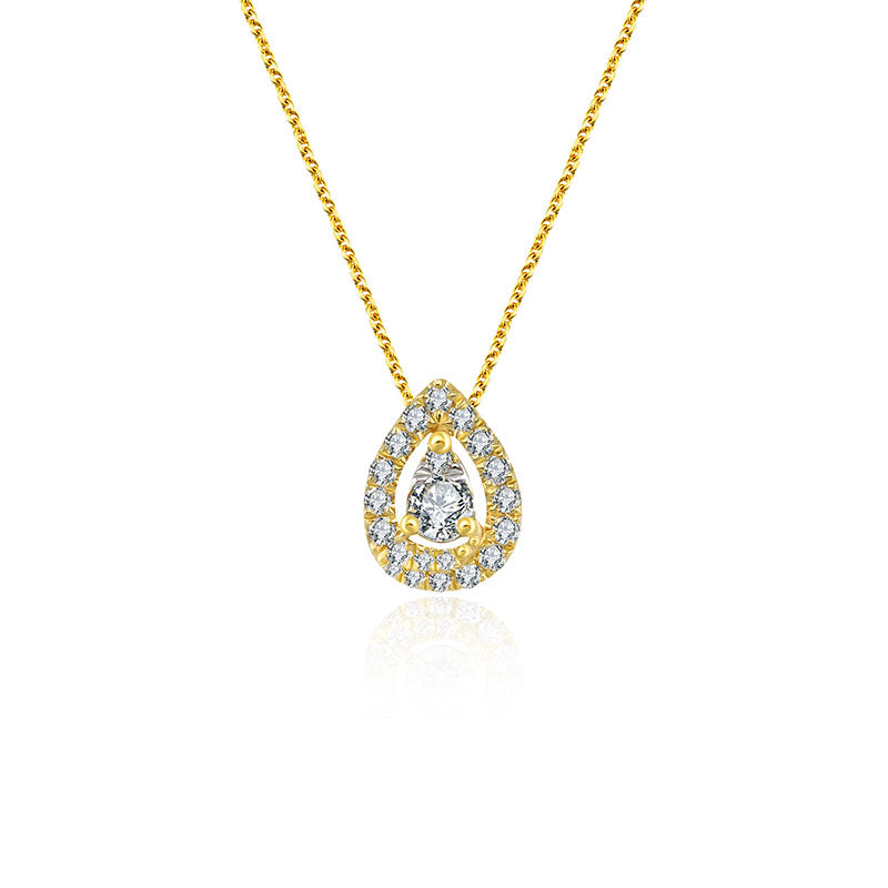 18k Gold Water Drop Shape Diamond Necklace - Genevieve Collection