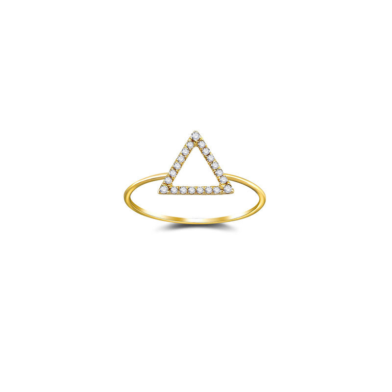 18k Gold Hollow Triangle Pave Diamond Ring - Genevieve Collection