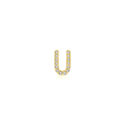 18k Gold Initial Letter "U" Diamond Pendant - Genevieve Collection