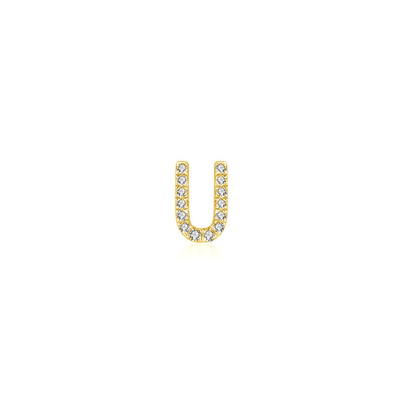 18k Gold Initial Letter "U" Diamond Pendant - Genevieve Collection