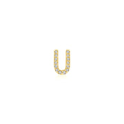 18k Gold Initial Letter "U" Diamond Pendant - Genevieve Collection