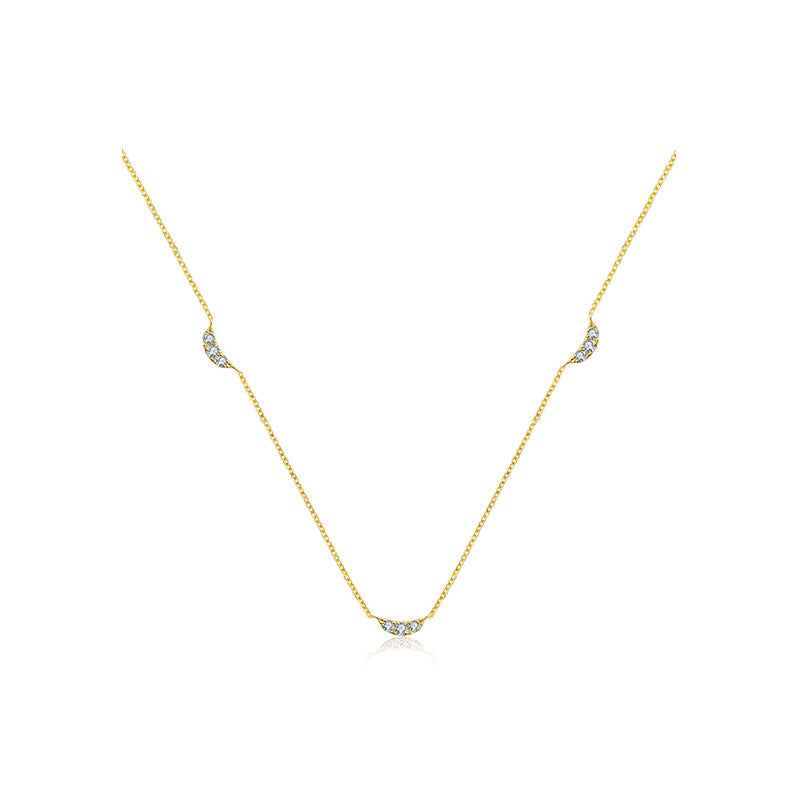 18k Gold Moon Shape Diamond Necklace / Choker - Genevieve Collection