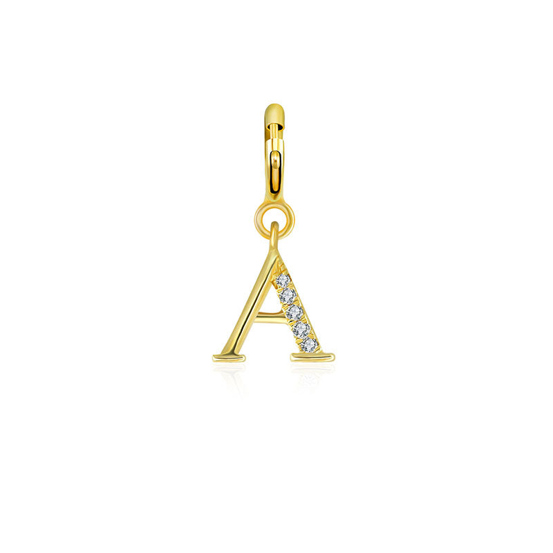 18k Gold Letter "A" Diamond Charms - Genevieve Collection
