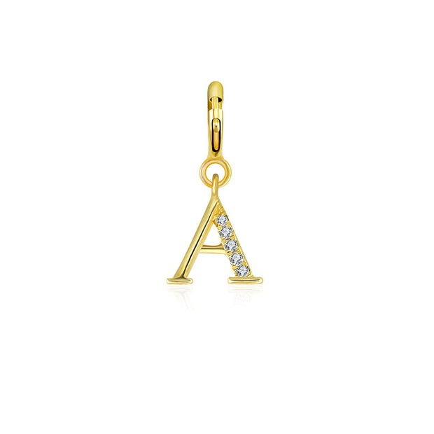 18k Gold Letter "A" Diamond Charms - Genevieve Collection