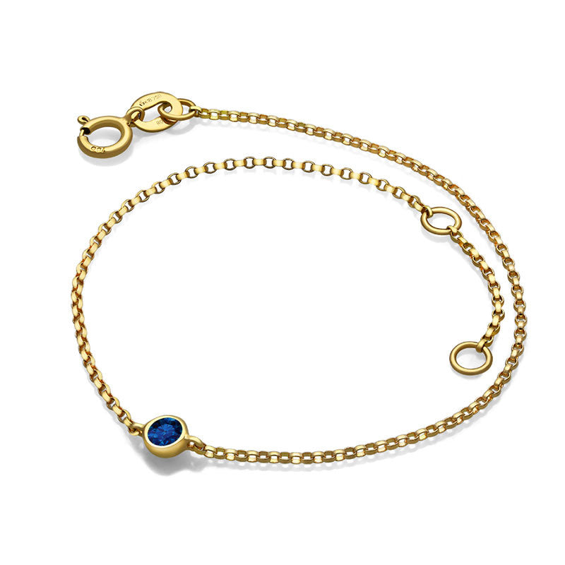 Blue Sapphire Beaded Bracelet, Precious Gemstone Bracelet, 14k Gold Filled  Chain, September Birthstone Bracelet 