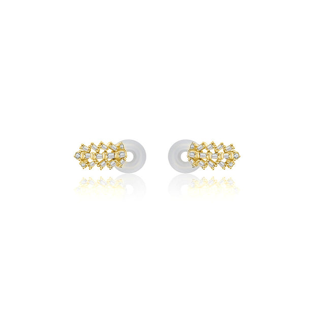 18k Gold Diamond Ear Cuff with Fan Pattern - Genevieve Collection