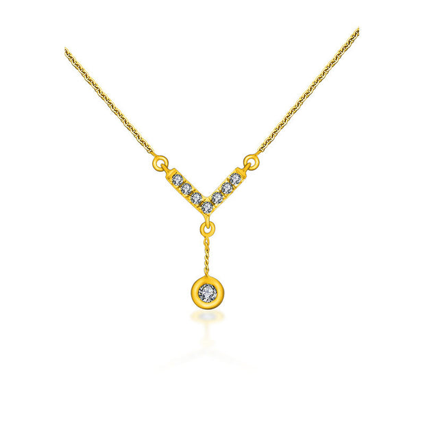 18k Gold Arrow And A Drop Diamond Necklace - Genevieve Collection