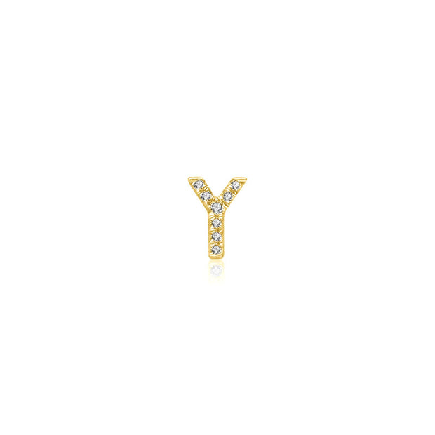 18k Gold Initial Letter "Y" Diamond Pandent + Necklace - Genevieve Collection