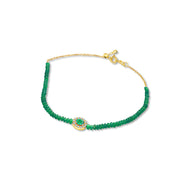 18k Gold Emerald Beaded Diamond Bracelet - Genevieve Collection