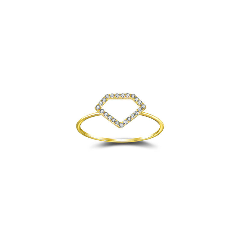 18k Gold Hollow Diamond Shape Diamond Ring - Genevieve Collection
