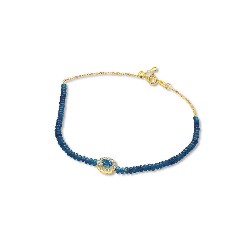 18k Gold Sapphire Beaded Diamond Bracelet - Genevieve Collection