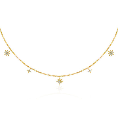 18k Gold Star Shape Diamond Necklace / Choker - Genevieve Collection