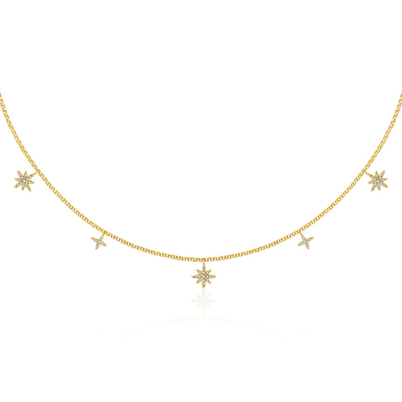 18k Gold Star Shape Diamond Necklace / Choker - Genevieve Collection