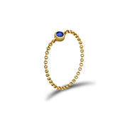 18k Gold September Birthstone Sapphire Chain Ring - Genevieve Collection