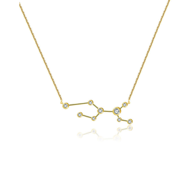 Virgo Zodiac Constellation Necklace 18k Gold & Diamond - Genevieve Collection