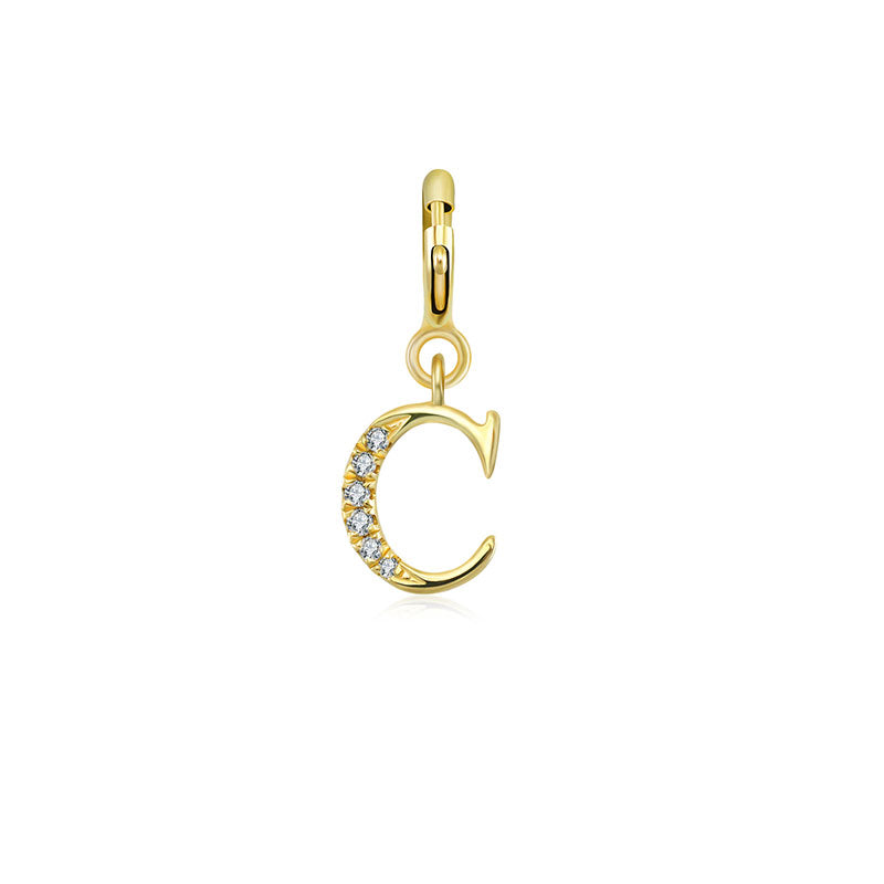 18k Gold Letter "C" Diamond Charms - Genevieve Collection