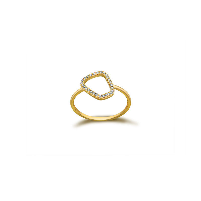 18k Gold Hollow Stone Shape Diamond Ring - Genevieve Collection