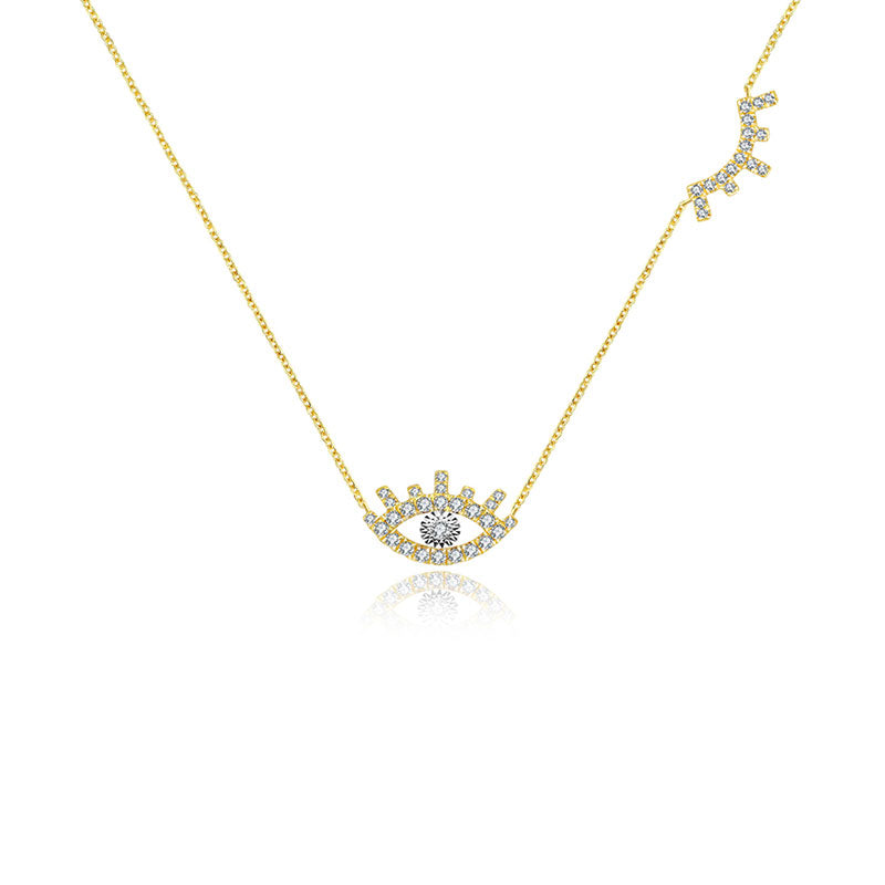 18k Gold Evil Eye & Eyelash Diamond Necklace - Genevieve Collection