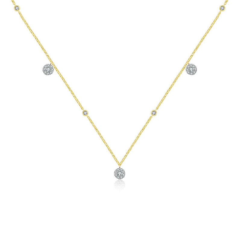 18k Gold Round Shape Diamond Necklace / Choker - Genevieve Collection